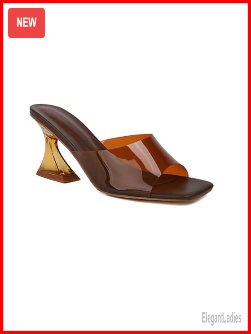 Women's Clear Kitten Heel Sandals Transparent PVC Square Open Toe Slide Dress